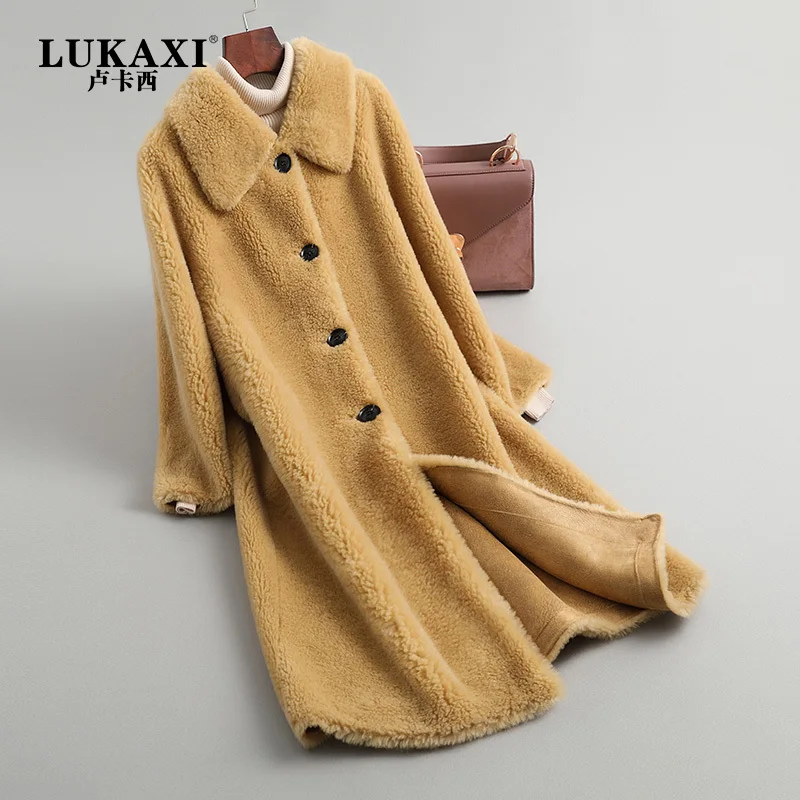 Natural Real Fur Coat Women Winter Sheep Shearing Jacket Korean Fashion Ladies Clothes 2020 Thick Warm Long Coats YT002 | Женская одежда