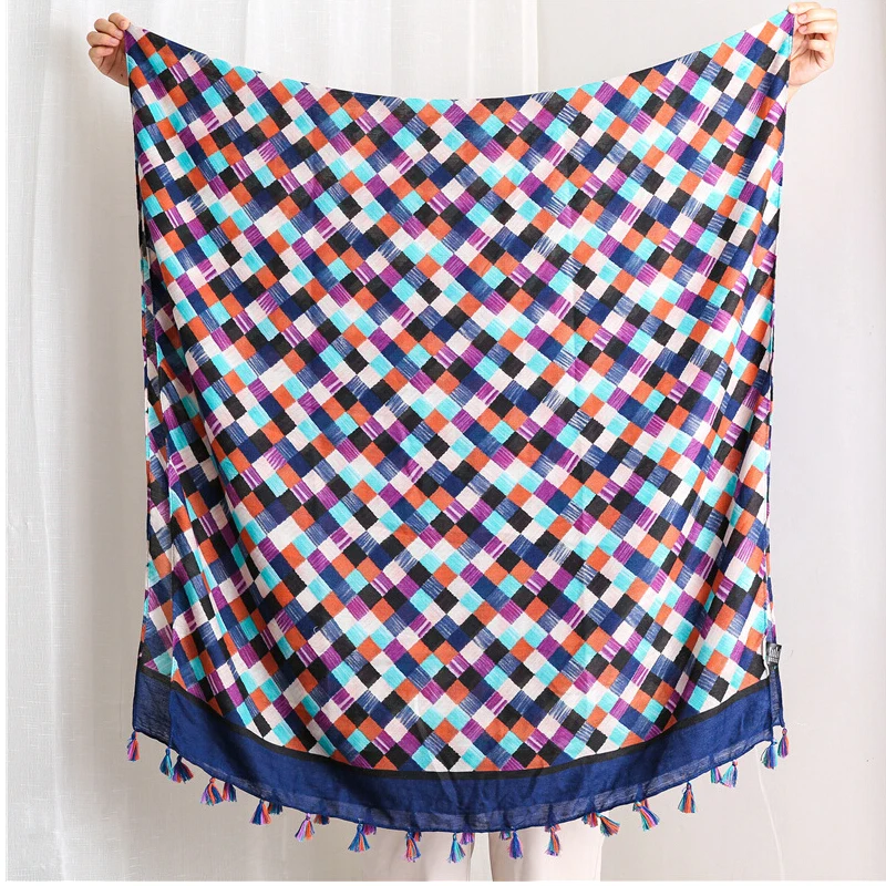 Fashion Women grid Scarf Long size 180x90cm Cotton scarves Winter Lady Scarves Soft Shawl Wrap Scarf Elegant for Christmas  (48)