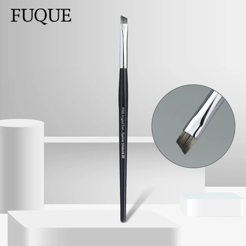 

FUQUE 1 Pcs 22 Slanted Eyebrows Makeup Brushes Beauty Women Professional Tool Soft Fiber Long Wooden Handle Maquiagem Kit AJ0003