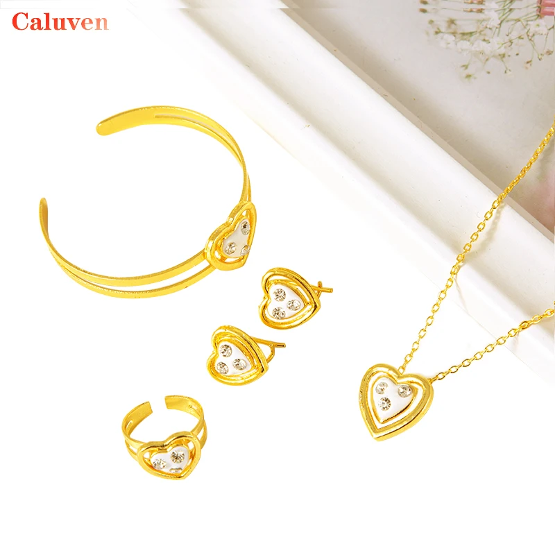 Ювелирные наборы золотого цвета для малышей Дубай детские браслеты любовь