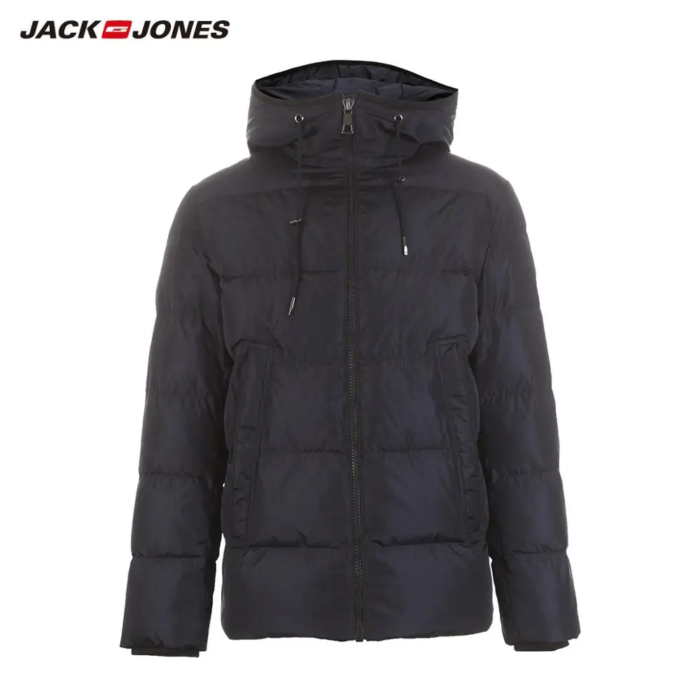 JackJones мужской модный Повседневный пуховик с капюшоном короткая парка пальто