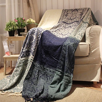 

Foreign Trade Origional Mediterranean Blue American Sofa Towel Chenille Sofa Cushion Sofa Cover Cover Towel Piano