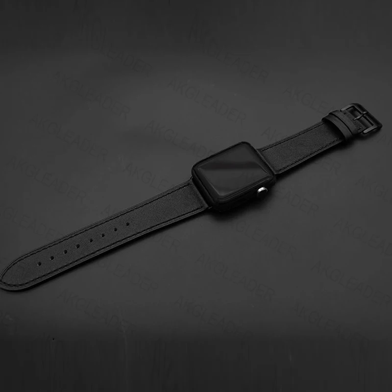 Ремешок из натуральной кожи для Apple Watch Series 5 черный браслет наручных часов iWatch 3 2 40