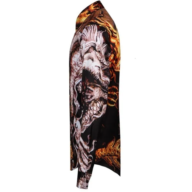 Новинка 2020 мужская рубашка модный бренд китайский дракон принт рубашки