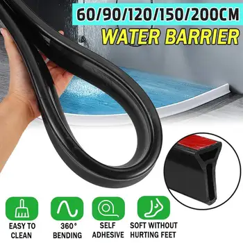 

4 Size Shower Barrier Bathroom And Kitchen Water Stopper Collapsible Threshold Water Dam Shower Barrier and Retention System