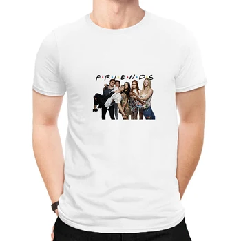 

LUSLOS Fashion Men's T Shirt Friends Printed Summer Short Sleeve Tshirt Round Neck Streetwear Tee Tops Male Tshirts Mans Clothes