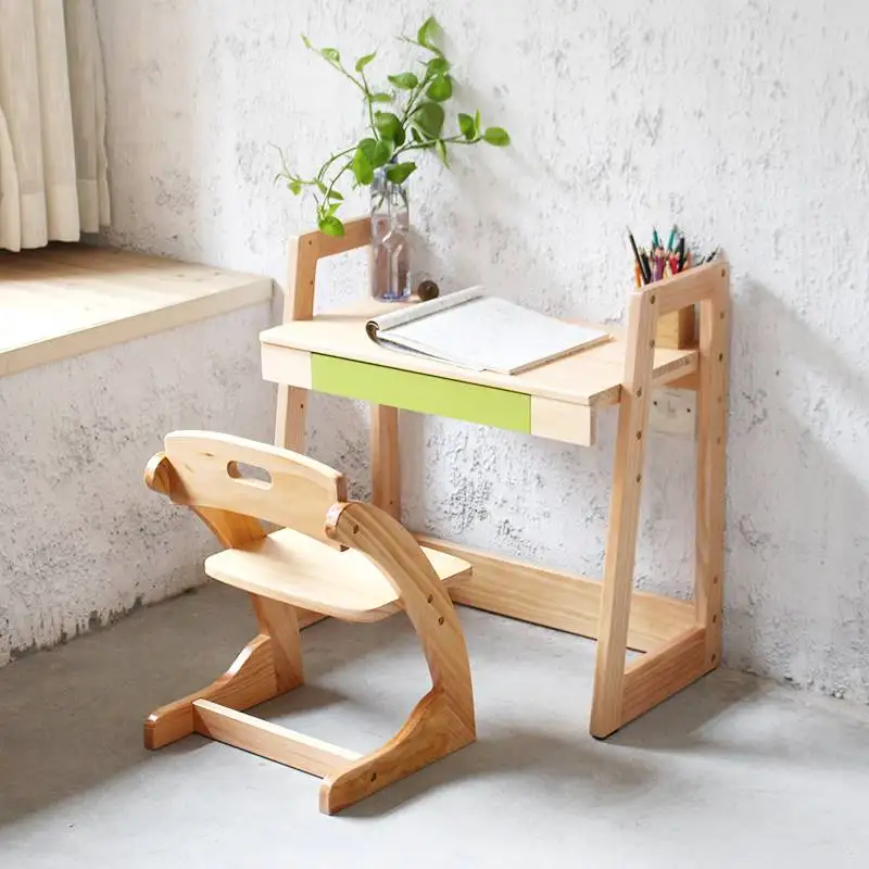 High quality student desk chair set the height adjustable children learning table solid wood furniture set multicolor optional High quality student desk chair set the height adjustable children learning table solid wood furniture set multicolor optional