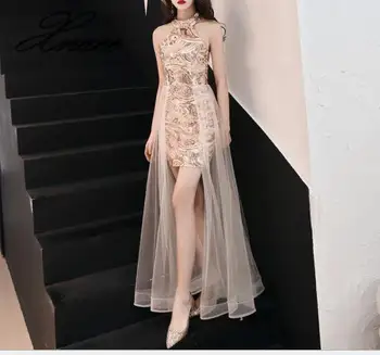 

Golden dress female 2020 new elegant sexy slim party party dress