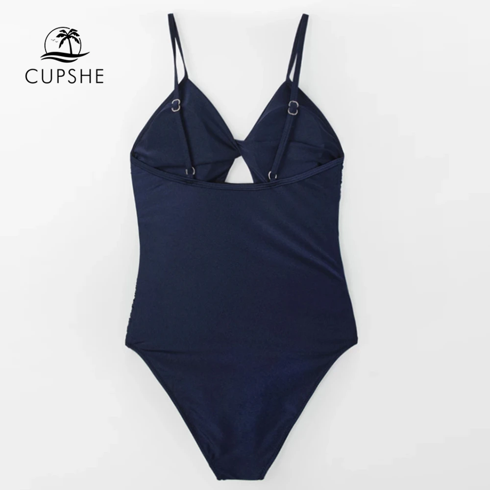 CUPSHE размера плюс темно-синий скрученный спереди сдельный купальник женский большой размер сексуальный с вырезом Монокини Купальный костюм пляжный купальник