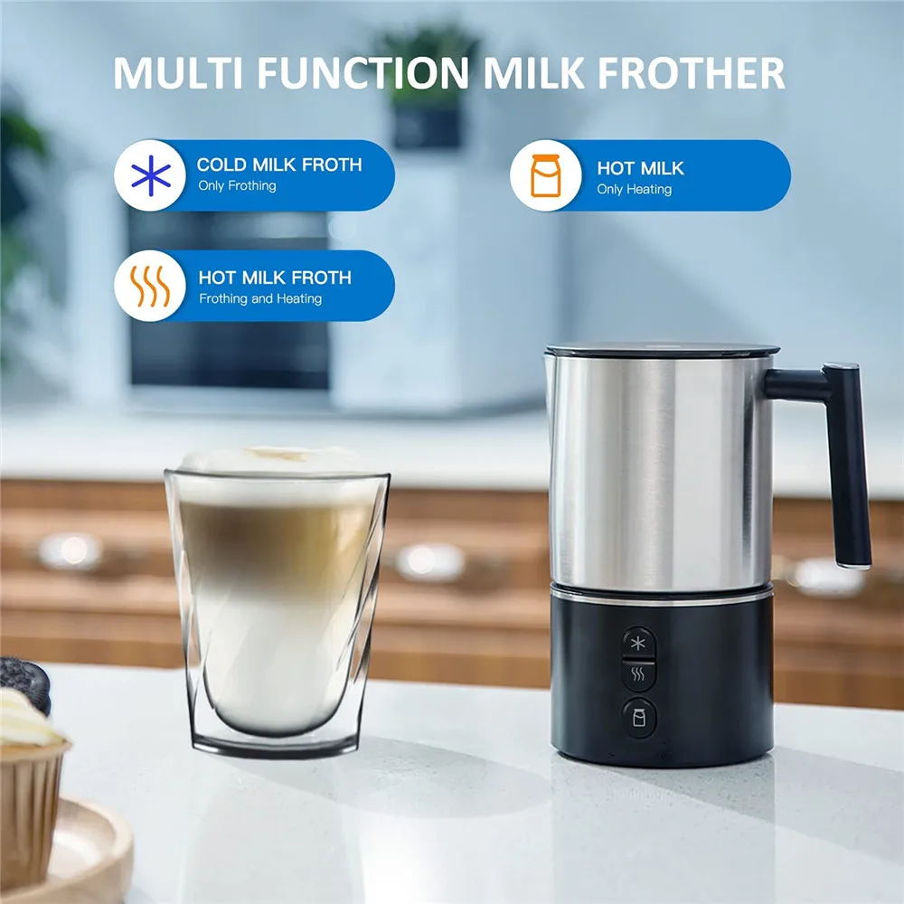 Milk Frother, Automatic Milk Steamer with New Foam Density Feature, Electric