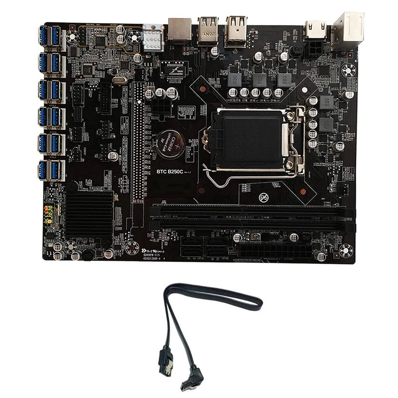 Материнская плата AU42 -B250C для майнинга BTC с кабелем SATA 12xpcie в разъем графической