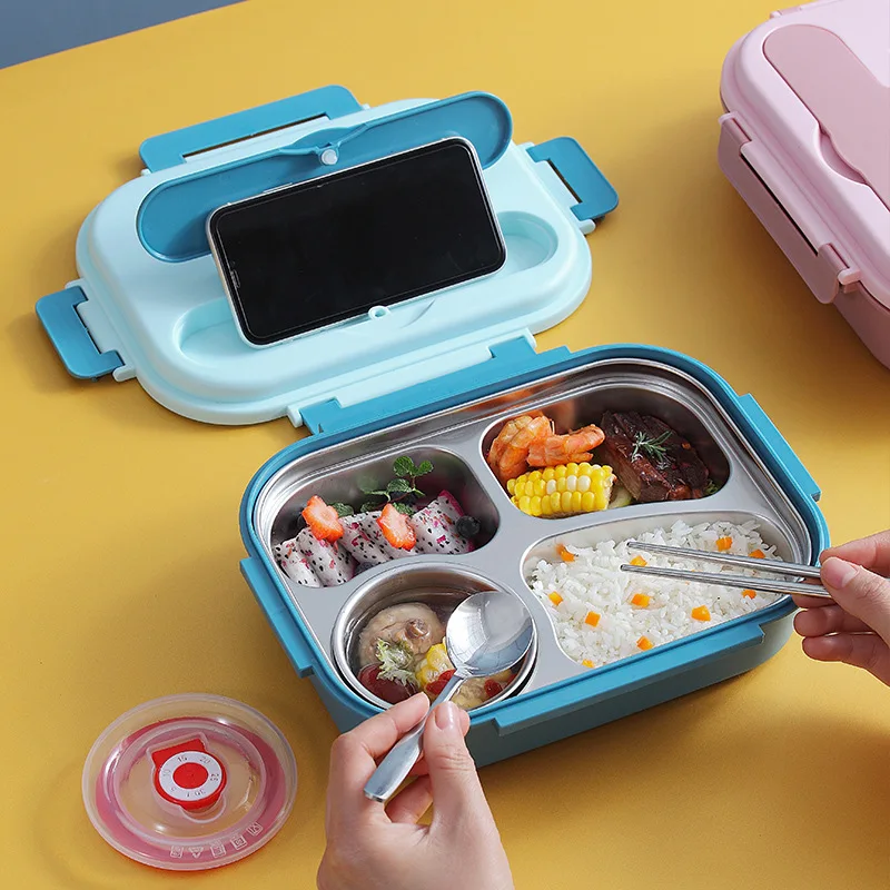 Cute Bento Lunch Box for Kids School Children Microwavable Stainless Steel Kindergarten Children's Bread Sandwich Food Box
