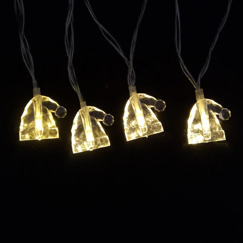 

LED String Lights Battery Christmas Hat LED Chain Holiday Decorations Outdoor Lighting Backyard Decor Cute Lamp For Kids Bedroom