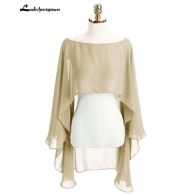 Green Long Chiffon Cape Shawl Wedding Jacket Women Shrug Bolero Wraps Black Off White Red One Size Etole Mariage Bolero