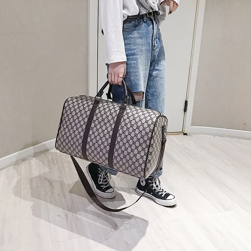 Net Red Contrasting Color Fashion Printed Pu Short Trip Travel Bag Large Capacity Men's And Women's Sports Gym Bag Duffel Bag-