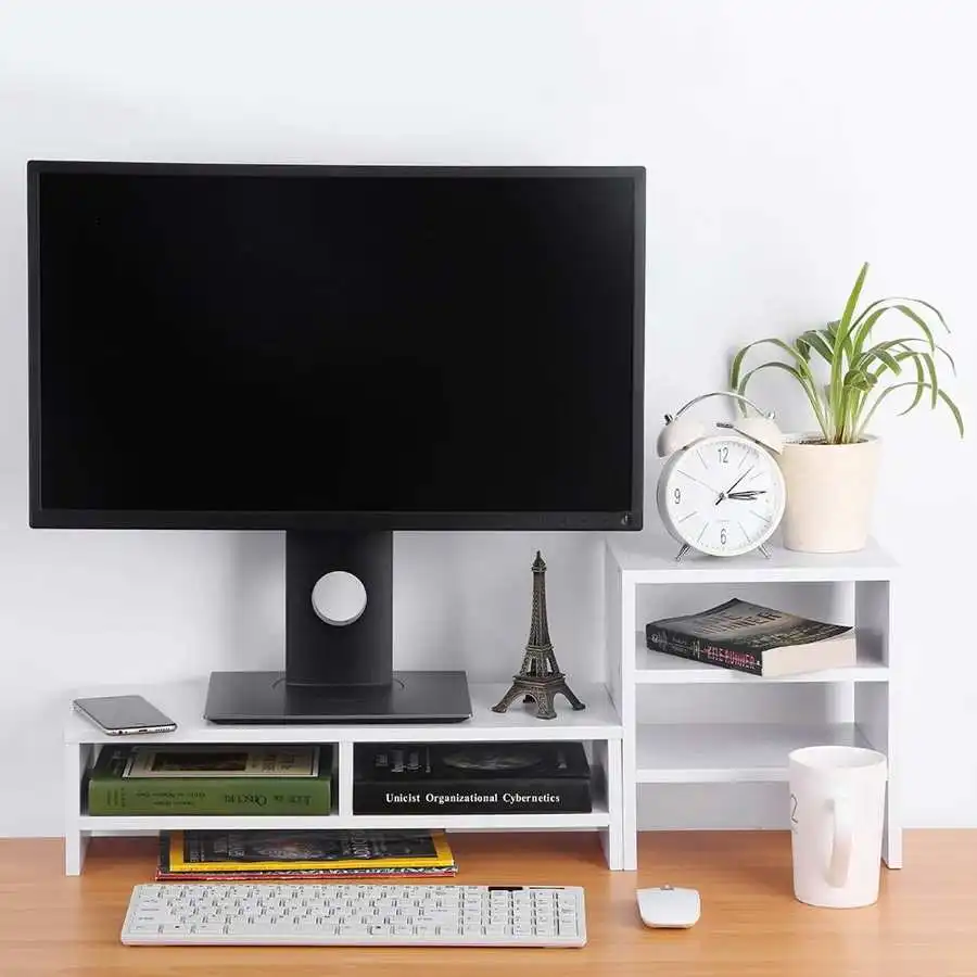 Wooden Monitor Holder Bracket Computer Stand Desktop Storage Shelf Laptop Screen Rack Desk PC Riser Organizer | Дом и сад
