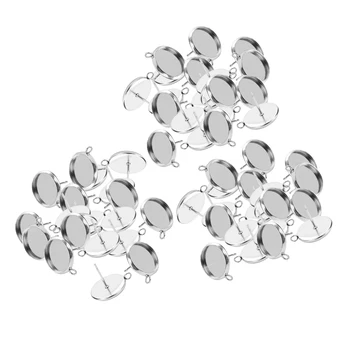 

60x Stainless Steel Earring Blank Post Blank Cabochon Jewelry Making 10-16mm