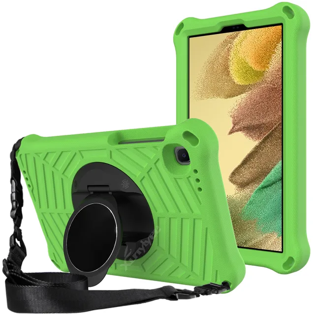 Kids Safe EVA Tablet Case For Samsung Galaxy Tab A7 Lite 8.7 2021 SM-T220 T225 Galaxy Tab A7 10.4 SM-T500 Shoulder Strap Cover green