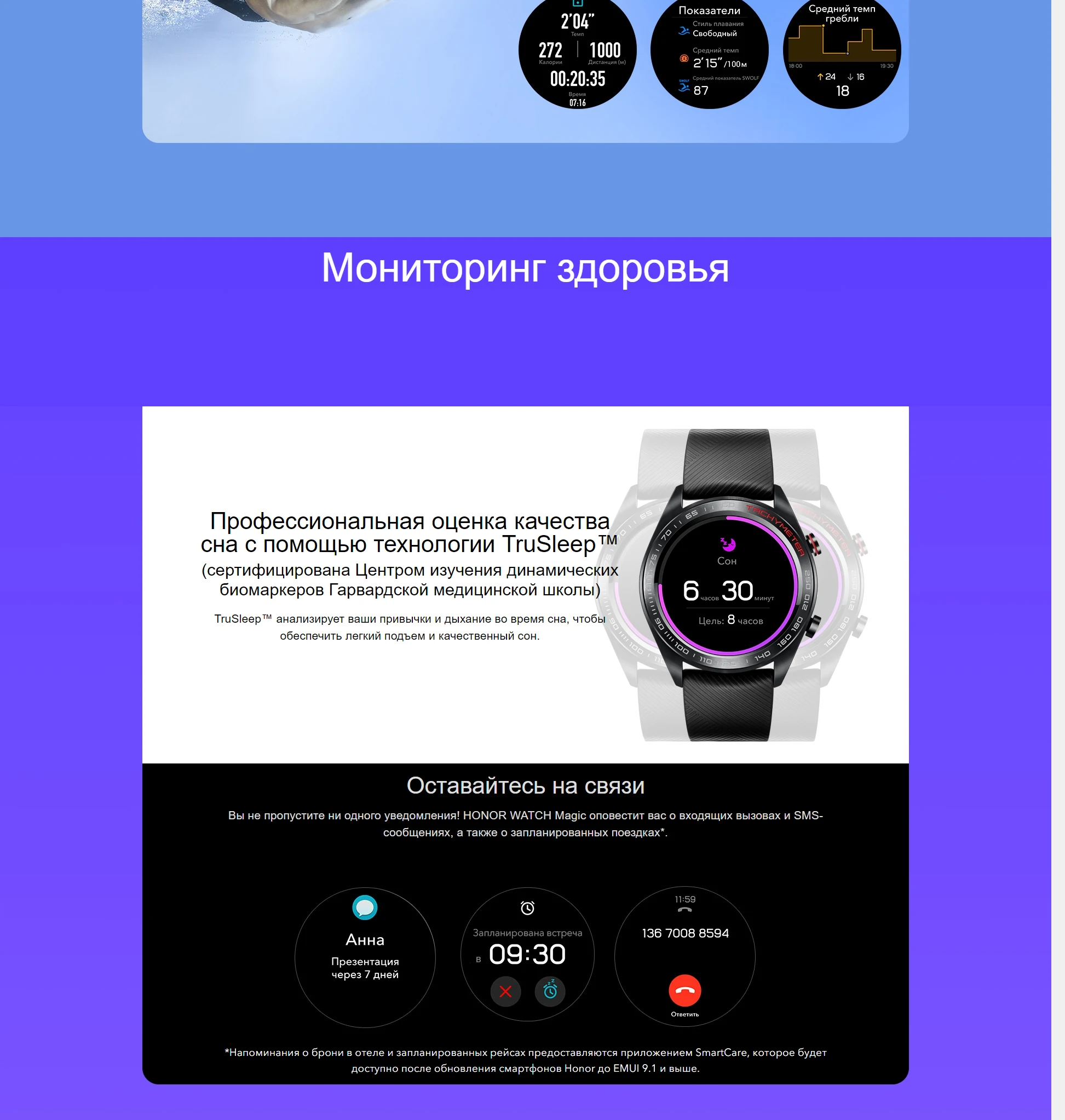 Huawei Honor часы Волшебные умные часы gps водонепроницаемый трекер сердечного ритма трекер сна работает 7 дней напоминание о сообщениях