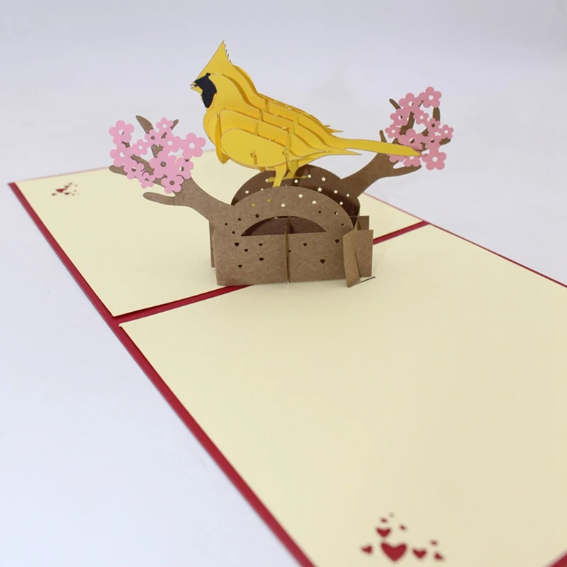 3D Birthday Card Parrot Christening Baby Shower Invitations Laser Cut Christmas Party Cards Blank Thank You With Envelopes