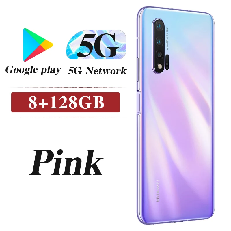 Huawei Nova 6 5G версия 5x Zoom Поддержка NFC 40 Вт supercharge Octa core 4200 мАч 40MP 5 камер лицо+ отпечаток пальца ID смартфон - Цвет: 8G 128G Pink 5G