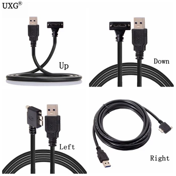 

90 Degree Right & Left & Up & Down Angled Micro B USB 3.0 Lock Screw Mount to USB 3.0 USB3.0 A Type Male Data cable 1.2m 3m 5m