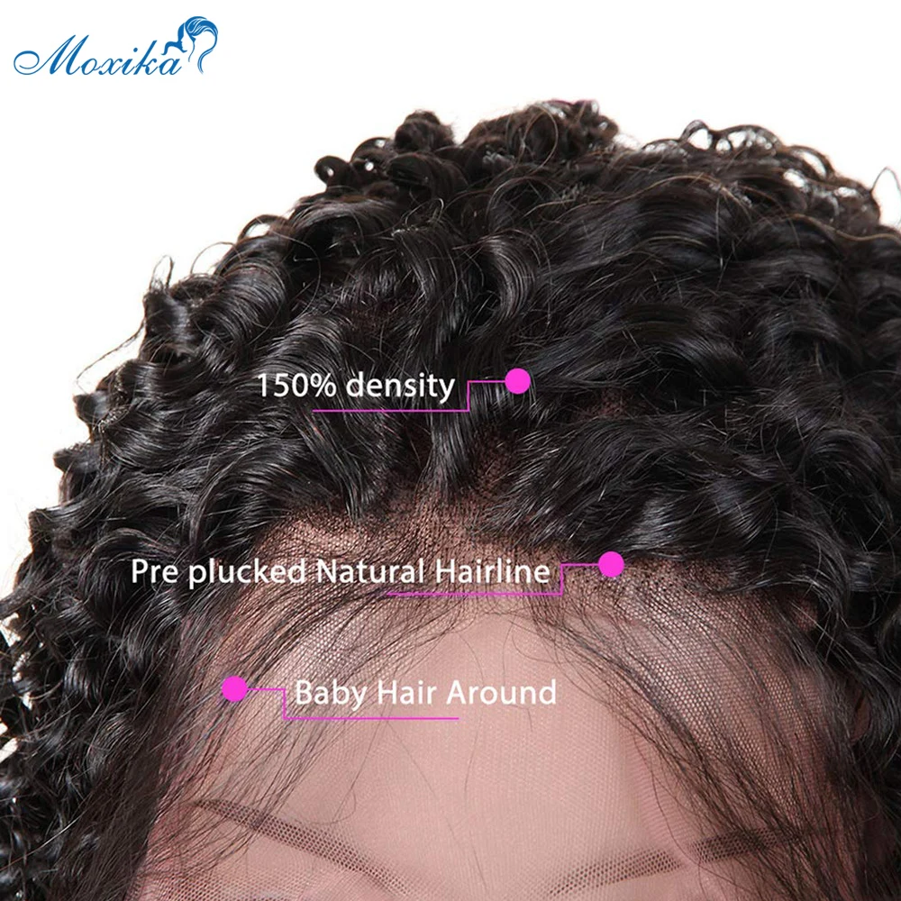 Moxika бразильский глубокая волна фронта шнурка человеческих волос парик для черных женщин Remy фронта шнурка al парик с детскими волосами предварительно выщипанные волосы