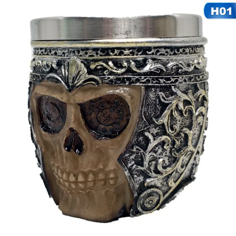 1 шт. 3D Рыцарь Воин кружка-череп Готический стиль Хэллоуин украшение чашка со скелетом пивной человек подарок - Цвет: 1