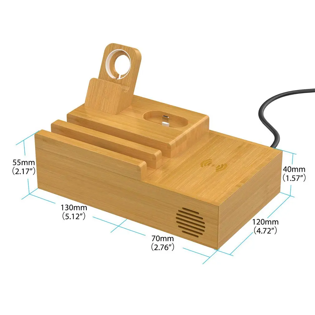 Деревянная зарядная док-станция Многофункциональная подставка для мобильного телефона бамбуковая подставка для зарядного устройства подставка для Apple Watch iPad iPhone