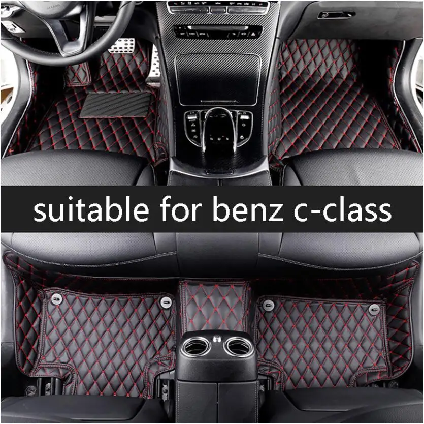 Для кожаные автомобильные коврики для mercedes benz c class c200 c180 c300 c350 w204 2008 2009 2010 2011 2012 2013