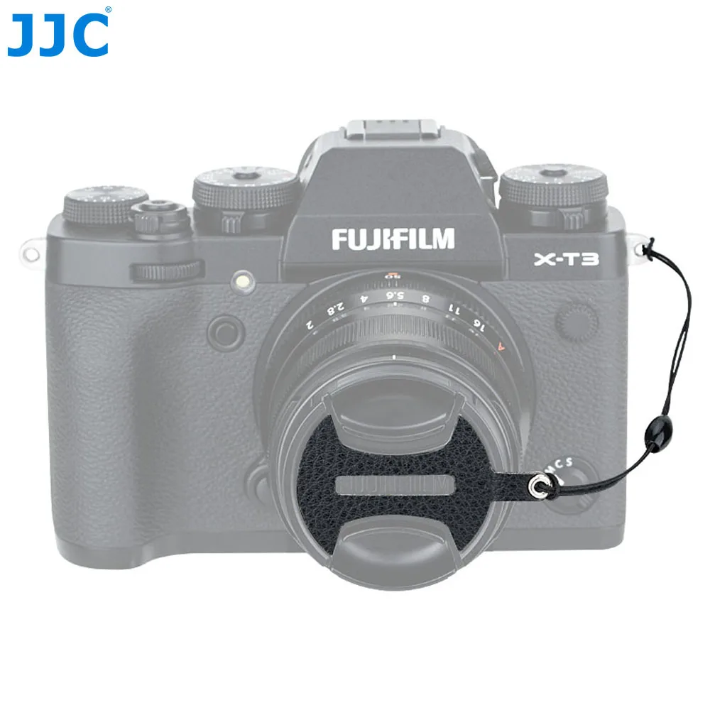 

JJC CS-F46(II) BLACK Lens Cap Keepers Nappa Leather Holder 3M 300LSE Sticker For Fujifilm FLCP-46 Lens Cap