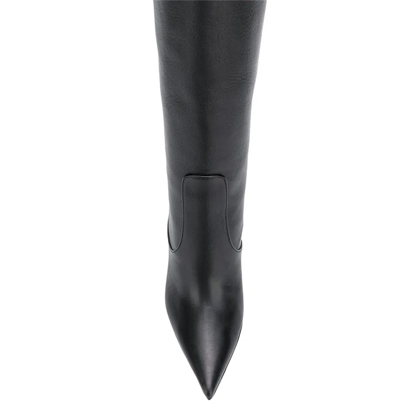 MORAZORA/Большие размеры 34-45; новые Брендовые женские ботинки на высоком каблуке-шпильке с острым носком пикантные сапоги до колена женская обувь для ночного клуба