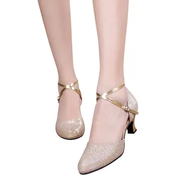 

New Type Ballroom Latin Tango Modern Dance Shoes Closed Toe Sandals Indoor Dancing Shoes Women Girls Ladies Salsa Shoes Hot Sale