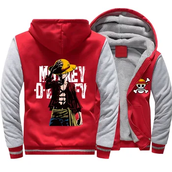 

One Piece Luffy Raglan Thicken Hoodies Men Japan Anime Hoodie Sweatshirt High Quality Streetwear 2020 Winter Male Brand Hoody