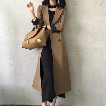 

New Fashion 2020 spring loose coat Women Long Double Breasted Casual Female Autumn European Windbreaker Hot Sale LX1419