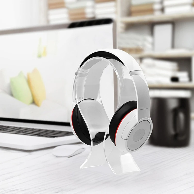 Acrylic Headphone Headset Display Stand Rack Hanger Holder Clear desk Shelf Bracket
