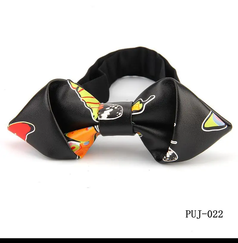 PU Bow Tie Британский Взрослый мужской воротник рубашка галстук-платок с цветочным принтом из искусственной кожи с бантом свадебные вечерние галстук-бабочка - Цвет: PU Bow Tie