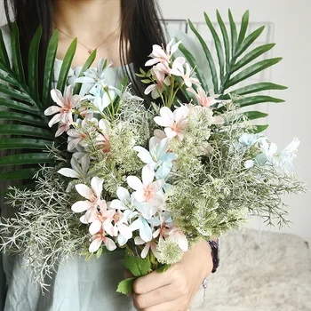 

1PC Simulation Flowers Freesia Dancing-lady Orchid Manufacturers Home Decoration Wedding Boquet Holder Artificial Flower