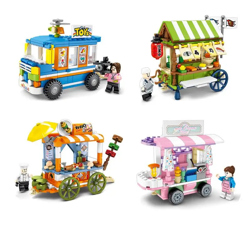 

City street view barbecue ice cream trolley Building-block Toys Compatible with Legoinglys DIY Educating Children Christmas Gift