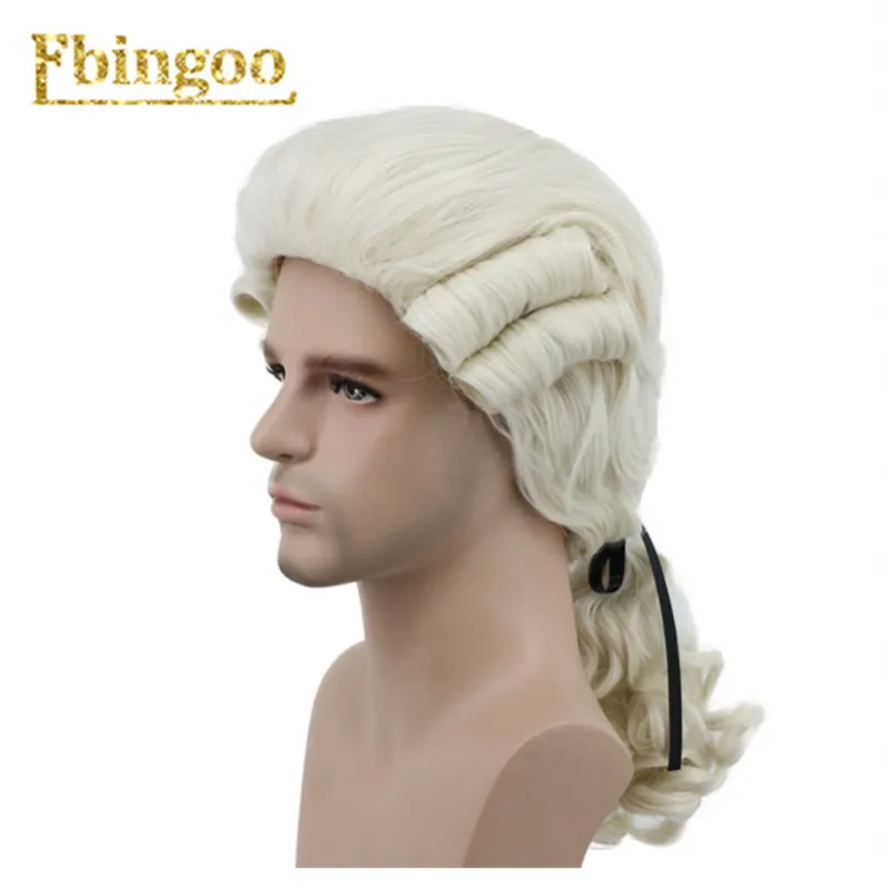 Ebingoo, серый, черный, белый цвет, барокко, кудрявый мужской костюм, парики, роскошный длинный синтетический парик для Хэллоуина