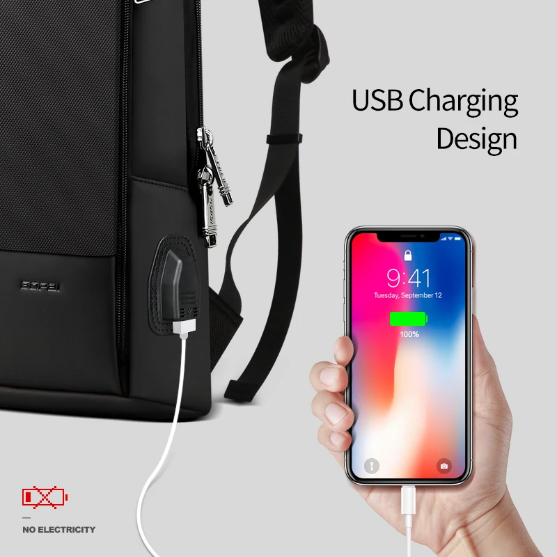  BOPAI Updated Version Super Slim Laptop Backpack USB Charging Port Men Anti Theft Backpack Waterpro