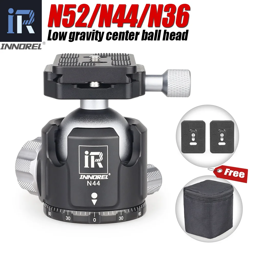 

N52/N44/N36 Professional Tripod Head Low Profile Gravity Center Panoramic Photo Ball Head Double U Notch for Digital DSLR Camera