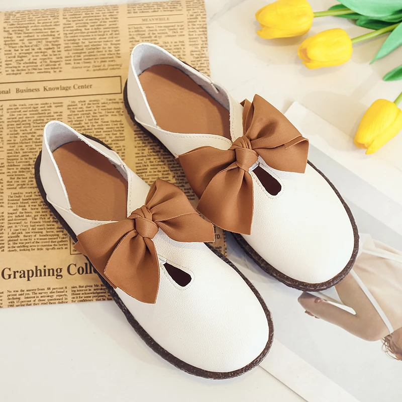 

Ladies Flat Shoes Fashion Solid Color Bow Zapatillas Mujer Casual Low Top Shallow Mouth Round Head 2020 Spring Autumn W33-17