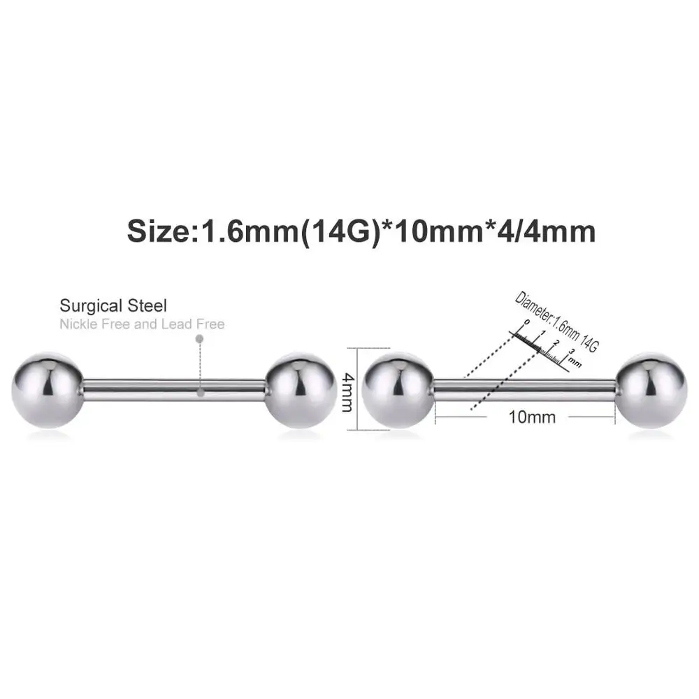 1.6mm 14G-10mm-4mm 2шт Нержавеющая сталь нос ухо пирсинг для пупка мочка Спираль пирсинг хряща нариз серьги-гвоздики штанга унисекс ювелирные изделия для тела - Окраска металла: 1.6mm 14G-10mm-4mm