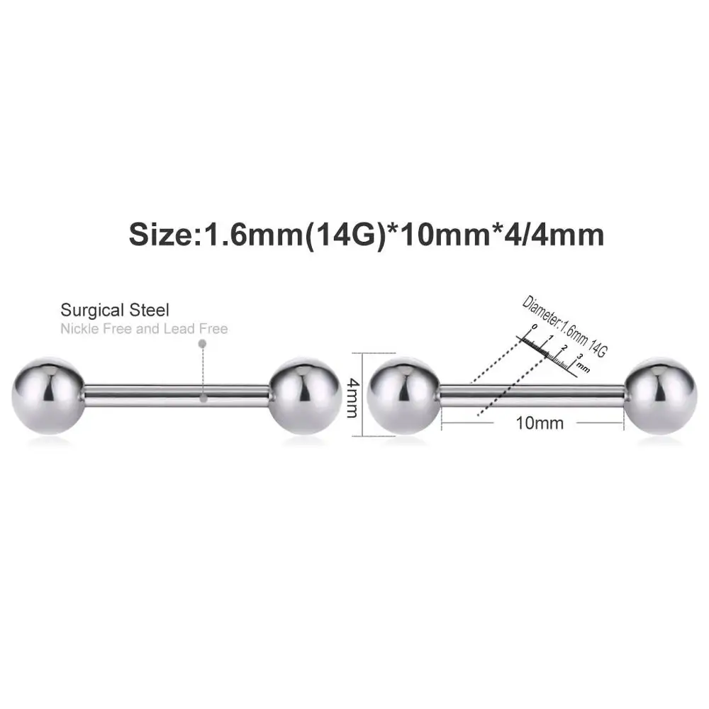 2шт Нержавеющая сталь нос ухо пирсинг для пупка мочка Спираль пирсинг хряща нариз серьги-гвоздики штанга унисекс ювелирные изделия для тела - Окраска металла: 1.6mm 14G-10mm-4mm