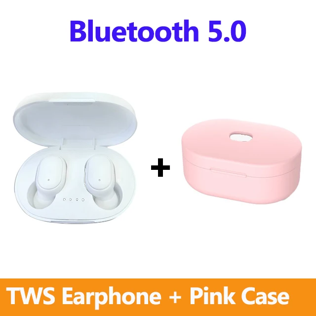 A6S TWS Bluetooth 5,0 наушники для Xiaomi Airdots Беспроводные наушники с шумоподавлением Микрофон для Redmi iPhone huawei samsung - Цвет: white and pink case