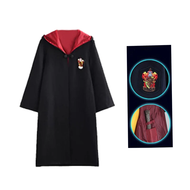 Robe Gryffindor Slytherin Ravenclaw Hufflepuff, маскарадный костюм для детей и взрослых, плащ, 4 подарка на Хэллоуин, одежда Харриса