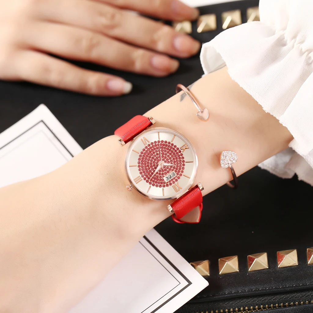 Горячая Распродажа женские кожаные часы с бриллиантами роскошные женские кварцевые часы CCQ подарочные часы Relogio Feminino