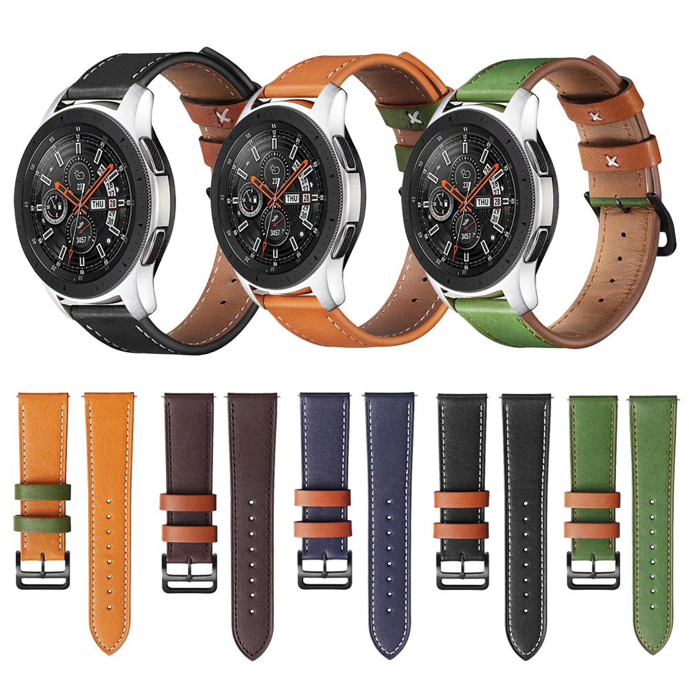 Ремешок для часов Samsung Galaxy Active 2 46 мм 42 S3 кожаный ремешок Amazfit Stratos 3 GTS GTR Huawei GT