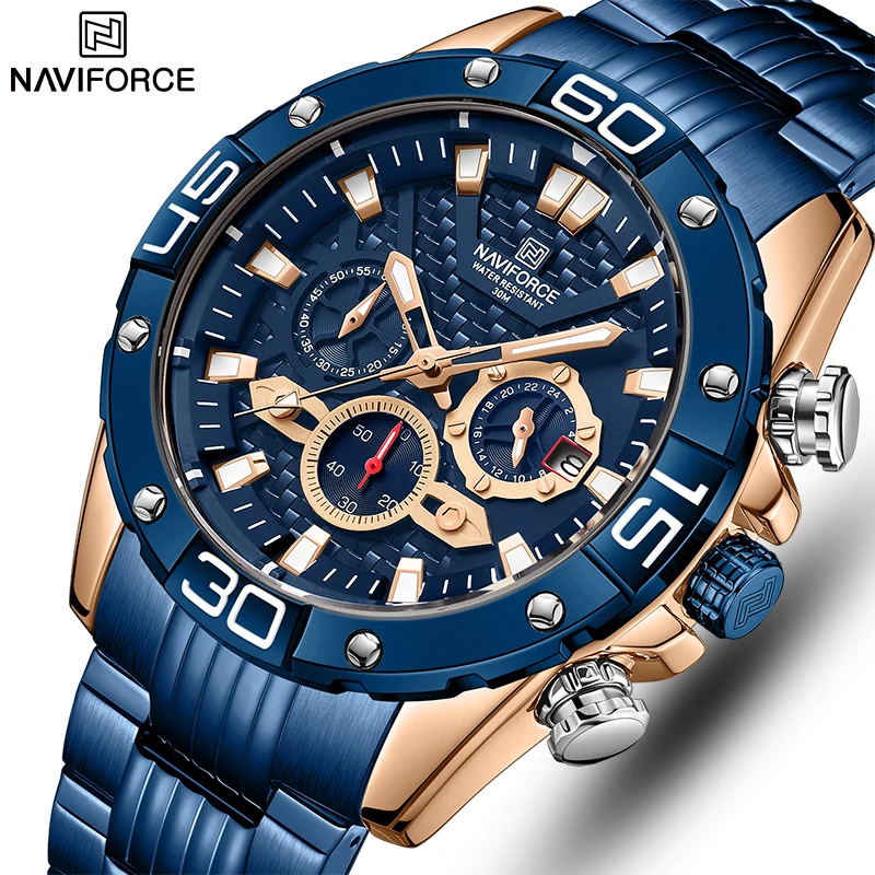 

Top Brand NAVIFORCE Watches Men Fashion Causal Quartz Watch Mens Waterproof Sports Chronograph Wristwatch Steel Clock